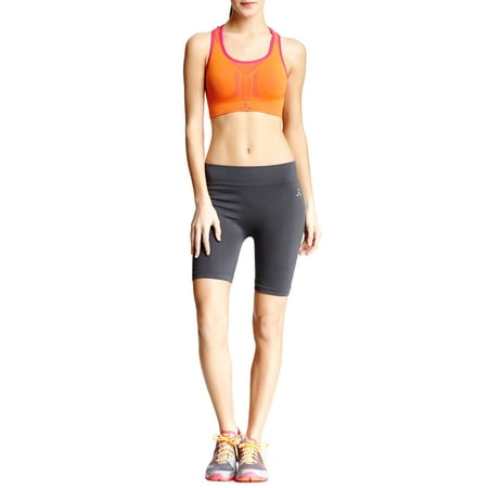 Balanced Tech Women s Stretch Base Layer Seamless Biker Shorts Panty - Charcoal - Medium