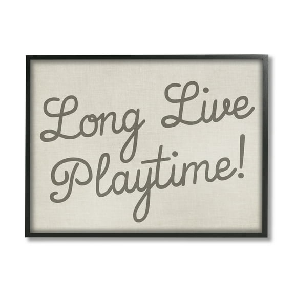 Stupell Industries Long Live Playtime Inspirational Painting Black Framed Art Print Wall Art, 14 x 11
