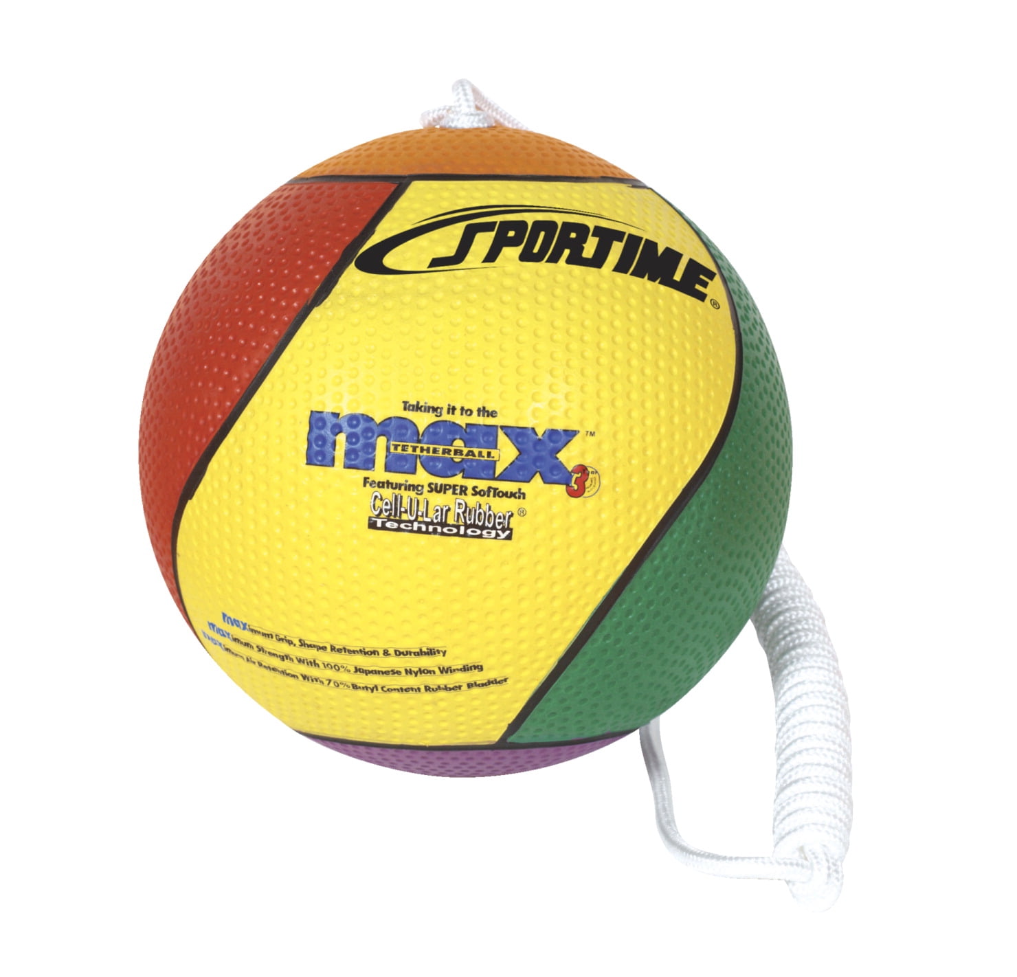 SportimeMax Tetherball Sports Ball, Attached Nylon Rope, Multicolor ...