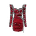thumbnail image 1 of Vestido de tubo sexy con cadena de diamantes irregulares para mujer Vestido de satén de manga larga hueco, 1 of 2