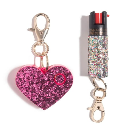 BLINGSTING Essentials Self Defense Keychain Set with Pepper Spray & Personal Safety Alarm Siren for Women Protection  Pink & Confetti