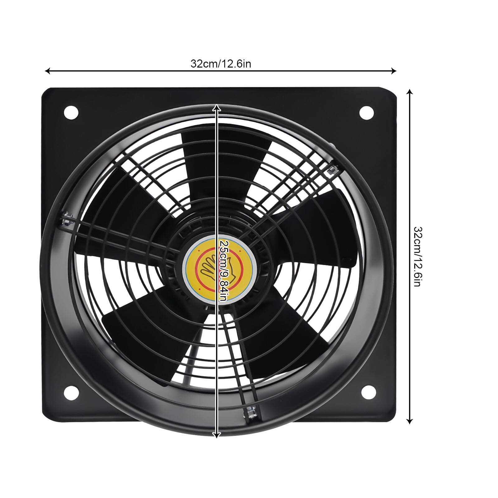 Commercial Extractor Fan 250mm Stylish Kitchen Ventilator Duct Air Vent Grille Black 12.6*12.6 for Kitchens