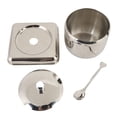 thumbnail image 2 of Recipiente Europa De Condimento De Metal, Espejo Pulido Pulido Y Bote De Condimento Fácil De Limpiar Con Base De Tapa Y Cuchara Para Sal L, 2 of 7