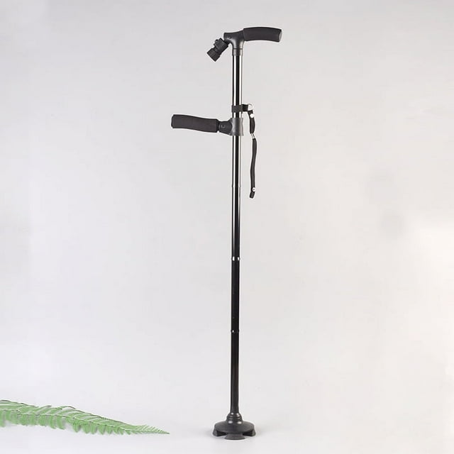 Bastón plegable ajustable, bastón plegable ajustable con luz LED, para ancianos y mujeres, negro
