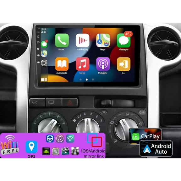 Molaner Android Car Stereo for Scion xB 2004-2006 10.1 inch Touchscreen Fit for Carplay&Android Auto with Bluetooth GPS Navigation Mirror Link WiFi FM, 4 64G