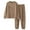 Khaki, variant on Ladies Flannel Home Suit Cozy Warm Sleepwear Set with Classic Solid Color Design One Size Size Khaki