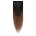 thumbnail image 3 of MY-LADY Ombre Clip in 100% Remy Human Hair Extensions 8Pcs Full Head Weft Highligh Hairpiece Long Straight #1BT4 Black Brown to Medium Brown 16inch, 3 of 10