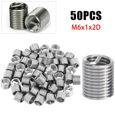 

50PCS Wire Thread Insert Screw Bushing M6*1*2D Thread Repair Stainless Steel