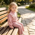 thumbnail image 4 of Mnyotv Toddler Baby Girl Clothes 2Pcs Fall Outfits Ruffle Long Sleeve Tops and Wide Leg Pants Casual Lounge Set Size 18-24 Months, 4 of 8