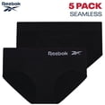 thumbnail image 3 of Reebok Pack de 5 braguitas hipster sin costuras elásticas negras XL, 3 of 6