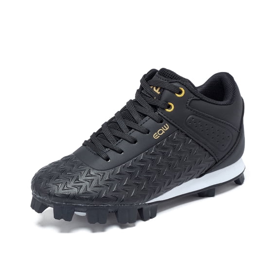 EQW Kids High-Top Baseball Cleats, Lace-Up Youth Baseball Shoes with Rubber Molded Cleats for Boys Girls, Ankle Support