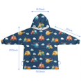 thumbnail image 7 of Cartoon Traffic Vehicles Clouds Dark Blue Pattern Blanket Hoodies for Kids 6-13YR Oversize Wearable Blanket Hoodies for Boys Girls Teens, 7 of 7