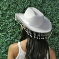 thumbnail image 3 of Aiihoo Women's Cowboy Hat Shiny Rhinestone Fringe Western Bridal Cowgirl Hat Party Hat Fancy Dress Role Play White One Size, 3 of 5