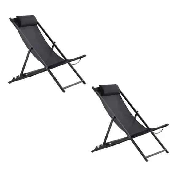 Set De 2 Camastros De Playa Silla Relax Reclinable y Plegable