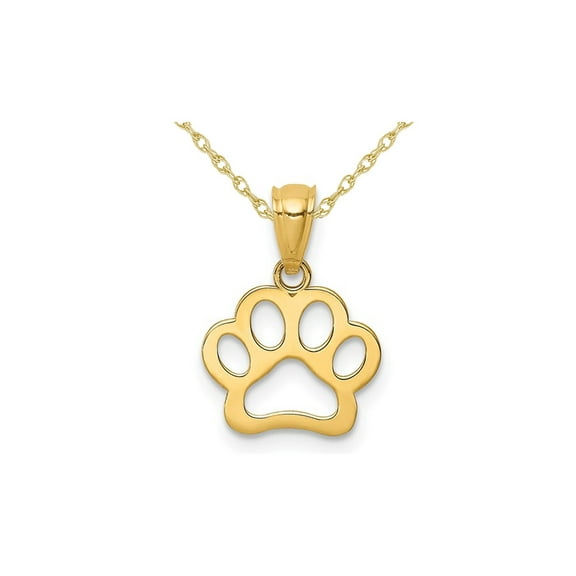 Gem & Harmony 14K Yellow Gold Dog Paw Charm Pendant Necklace with Chain for Women