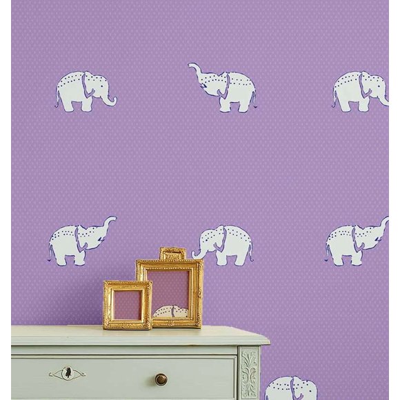 S4Sassy Elephant Print Wallpaper - Purple Wall Covering, 25" x 60" Self-Adhesive Vinyl Walls Paper, Wallwrap, Easy DIY Wall Covering For Kids Bedroom, Playroom wallpaper