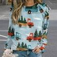 thumbnail image 2 of Sweatshirt For Womens Crewneck Christmas Train Cedar Tree Hoodies Teen Girls Cute, 2 of 7