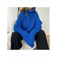 thumbnail image 3 of Women'S Thick Sweater, Warm and Loose, Basic Knitted Pullover for the Office Sapphire L, 3 of 5