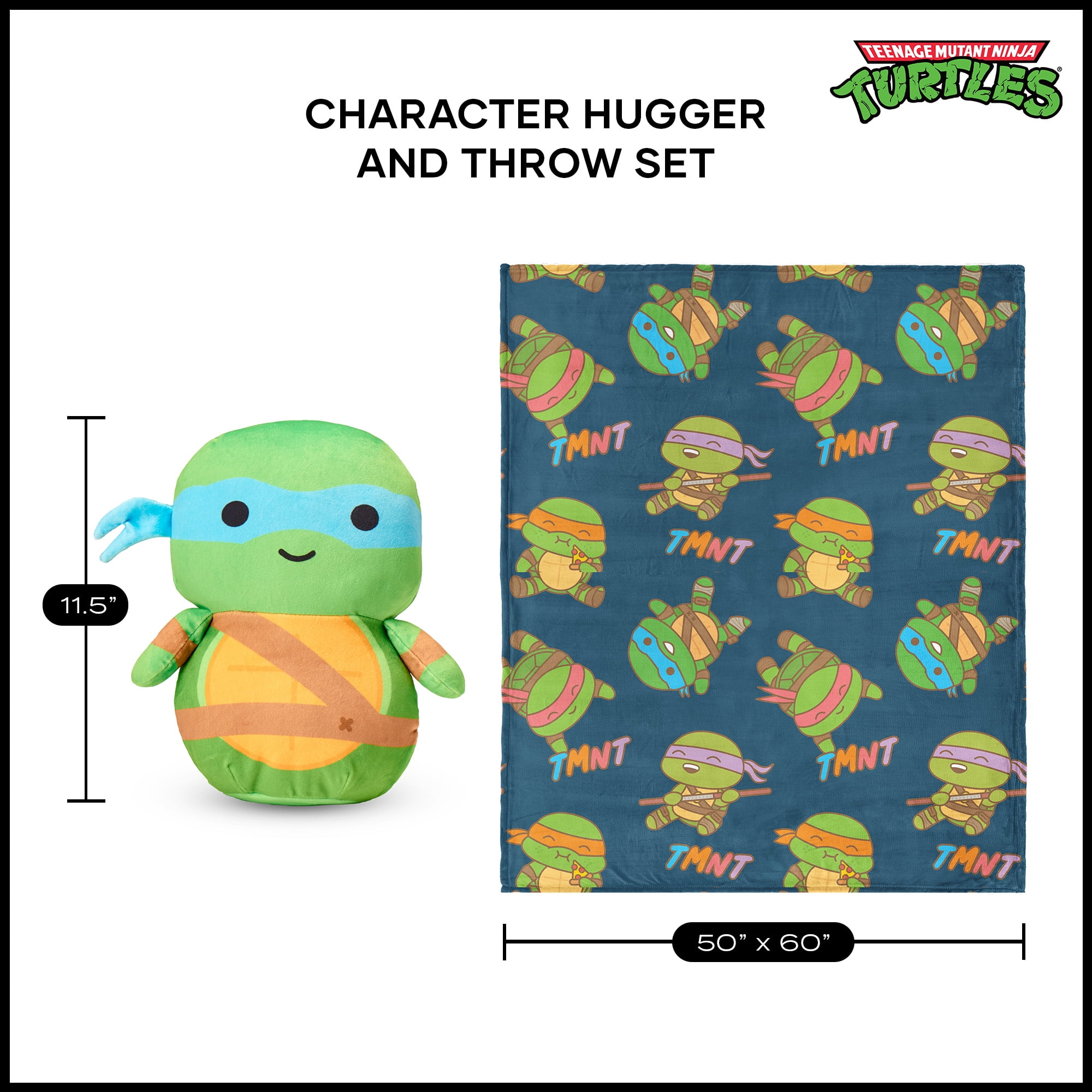 Nickelodeon Teenage Mutant Ninja Turtles Cute Leo Silk Touch Throw Blanket and Plush Character Hugger Set – Ultra Soft Plush Character Pillow for Kids