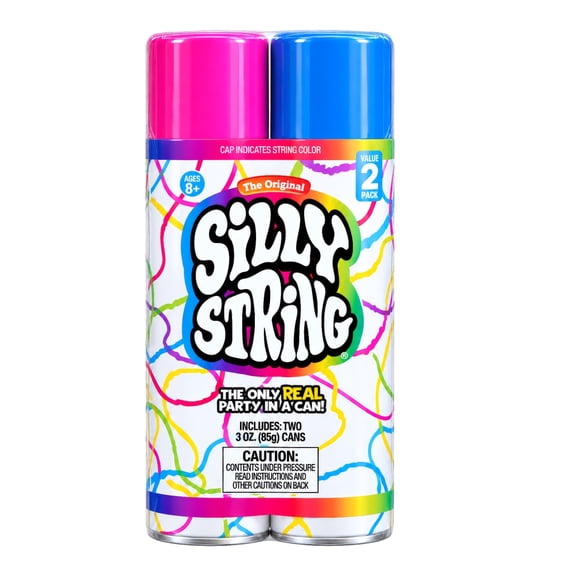The Original Silly String 2 Pack, Large 3 oz Can Assorted Colors for Parties