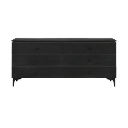 HomeRoots 518622 63 in. Black Six Drawer Double Dresser