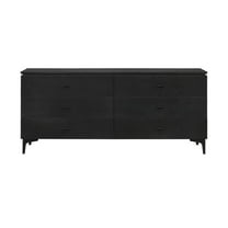 63 in. Black Six Drawer Double Dresser