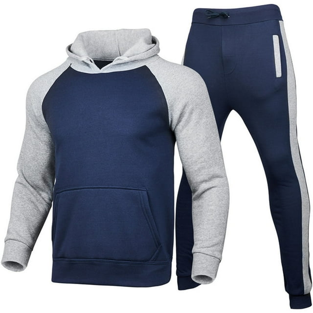 Mikilon Ensemble de Sport Jogging à Manches Longues pour Hommes, Décontracté, Confortable, avec Poches, Sweat à Capuche en Velours