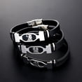 thumbnail image 2 of Pulsera de cuero de acero inoxidable de doce constelaciones Pulsera de pareja de moda negra, 2 of 5