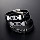 thumbnail image 2 of Pulsera de cuero de acero inoxidable de doce constelaciones Pulsera de pareja de moda negra, 2 of 5
