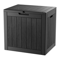 LHBcraft 32 Gallon Deck Box,Lockable Resin Outdoor Storage Box, Waterproof and UV Resistant Storage Deck Box for Patio Furniture Cushions,Black
