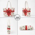 thumbnail image 4 of XYZCANDO Christmas Bow Print Padded Shoulder Tote Bag, Large Capacity Festive Quilted Handbag for Holiday Shopping, Travel, Daily Commute, Gift for Women, 4 of 7