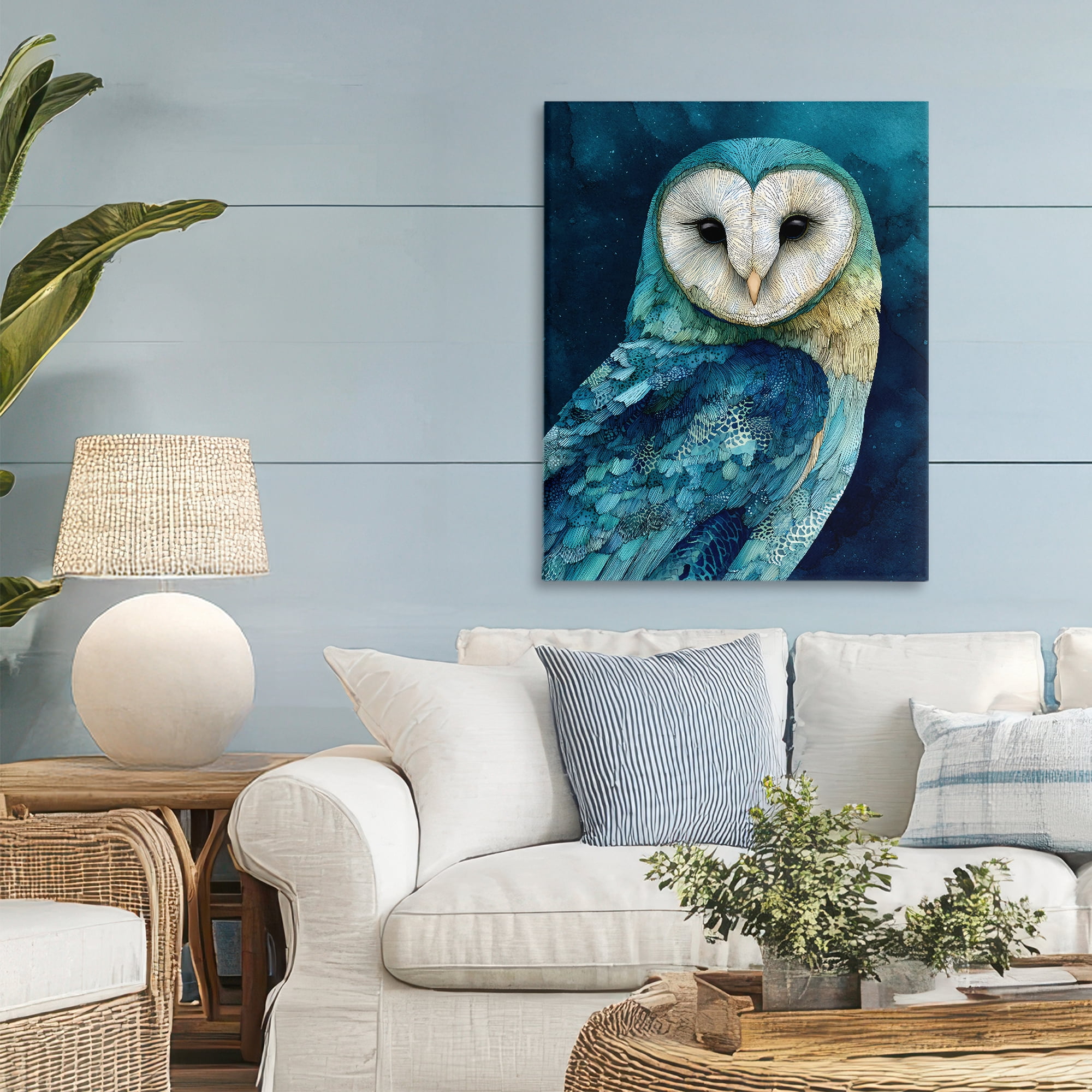 Stupell Industries Cerulean Blue Owl Canvas Wall Art, design by Franklyn Gregory