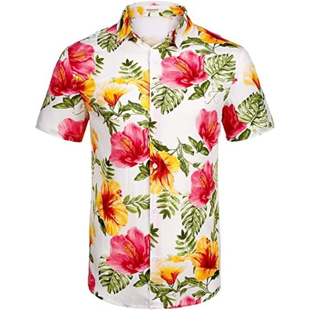 Camisa hawaiana para hombre, informal, holgada, playera, con solapa y botones Pompotops oipoqjl44685