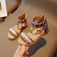 thumbnail image 3 of Mepaouo Girls' Sandals Open Toe Summer Beach Shoes Bohemian Tassel Strappy Gladiator Flats Sandal, 3 of 5