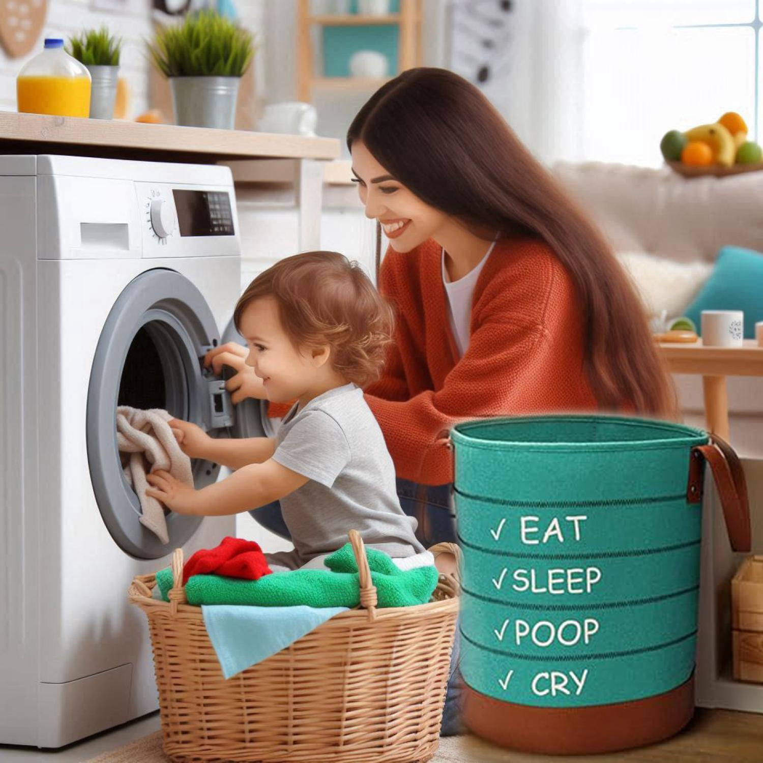 Baby Laundry Basket and Baby Hamper Great Basket for Toy Storage Large Collapsible Laundry Basket Fits Nursery Decor Felt Laundry Basket can be Used for Blanket Basket for Nursery
