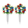 thumbnail image 5 of Artificial Flowers for christmas Artificial Memorial Flowers Outdoor Decorations Realistic Roses Patriotic Cemetery Flowers for 4th of July Independence Day Decor Home, 5 of 9