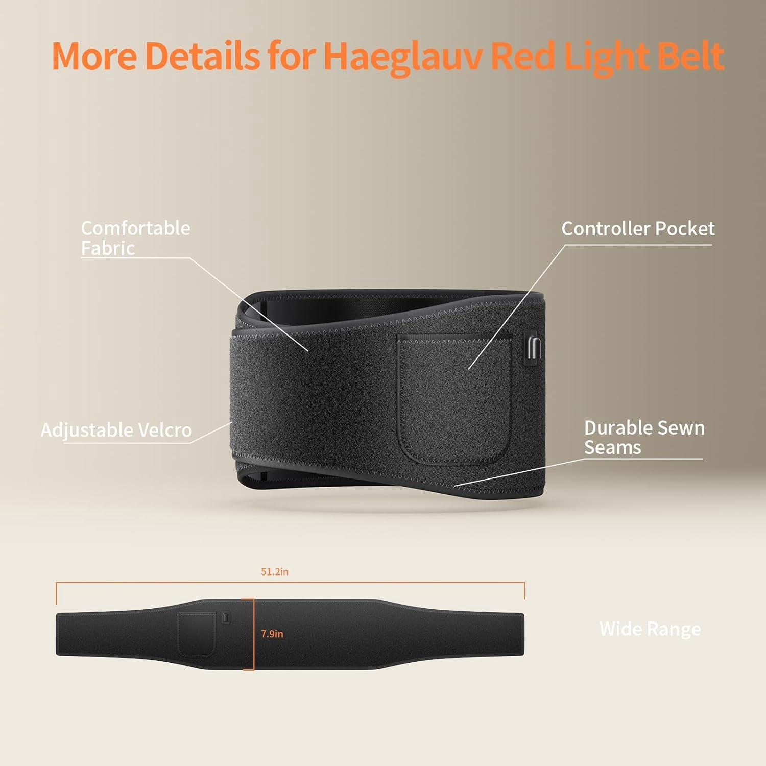 SNOW DEER Red Light Wellness Belt – 850nm Near-Infrared & 660nm Red Light for Muscle Comfort, Circulation Wellness, and Discomfort Management, with Timer and Controller