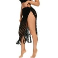 thumbnail image 2 of gakvbuo Summer Women Solid Swimsuit Bohemian Hollow Weave Tassels Cover Up Bikini Swimwear Beach Cover-Ups Wrap Skirt, 2 of 5