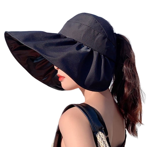 MesaSe Sunscreen Big Brim Foldable Sun Cap Butterflies Print Empty Top Women Beach Hat Fashion Accessories