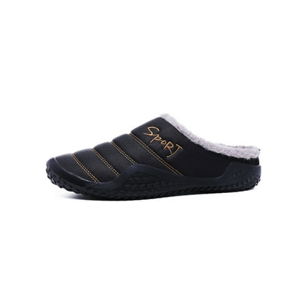 

Rotosw Men Plush Lined Warm Slipper Closed Toe Backless Slip On Slides Casual Comfortable Shoes