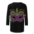 thumbnail image 6 of Feancey Deal of The Day Prime Today Mardi Gras 3/4 Sleeve Tops for Women Spring Trendy Mask Print Carnival Themed T-Shirts Comfy Casual Round Neck Dressy Blouse Parade Tees Multicolor M, 6 of 6