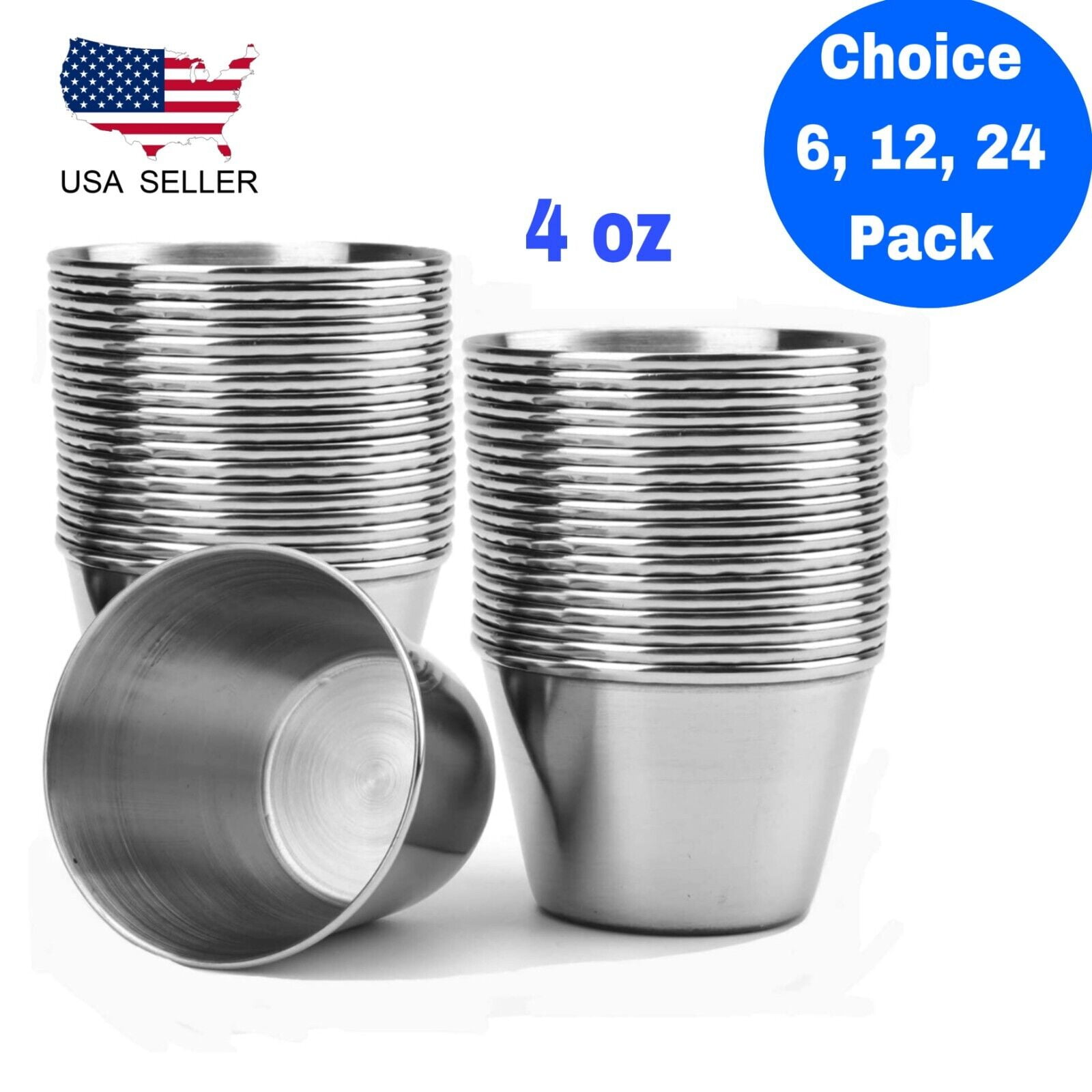 4 oz Sauce Cups Stainless Steel Condiment Portion Cup Dipping Sauce Cup ...