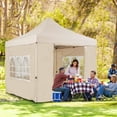 thumbnail image 3 of Clipop 10x10ft Pop Up Gazebo, Waterproof UV Block Sun Shade Shelter with 4 Sidewalls 1 Door & 3 Windows, Outdoor Instant Canopy Tent,Beige, 3 of 8