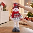 thumbnail image 6 of Christmas Plush Snowman Figurine with Retractable Telescopic Legs, Standing Xmas Holiday Decor Ornament, Festive Party Gift Doll, 6 of 7