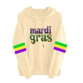 thumbnail image 2 of Uootdi Mardi Gras Womens Drawstring Hoodies for Women Carnival Crewneck Heart Print Hooded Long Sleeve Pullover Festive Color Block Loose Sweatshirts Gift, 2 of 4