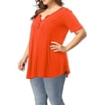 thumbnail image 2 of V-neck Shirt Women's Plus Size Tunic Top Summer Short Sleeve V-neck Button Up Shirt Loose Fit Flowy Blouse for Beach Office Party Wear Women V-neck, 2 of 6