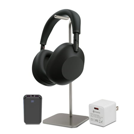 Sony WH-1000XM6 Wireless QN3 Processor Noise-Canceling Headphones (Black) with Stand and Accessories Bundle (4 Items)