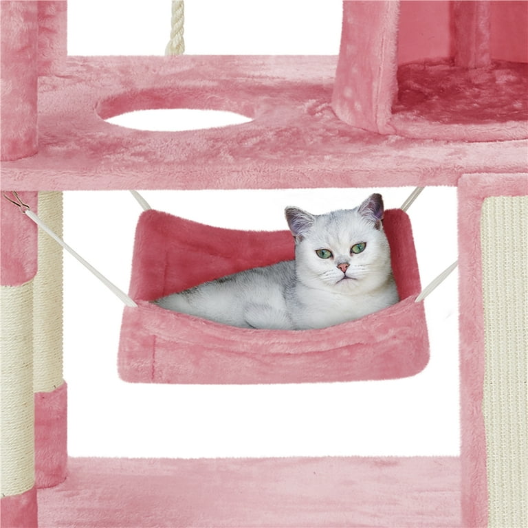 Yaheetech 63.5 H Cat Tree with Basket Hammock Scratching Post