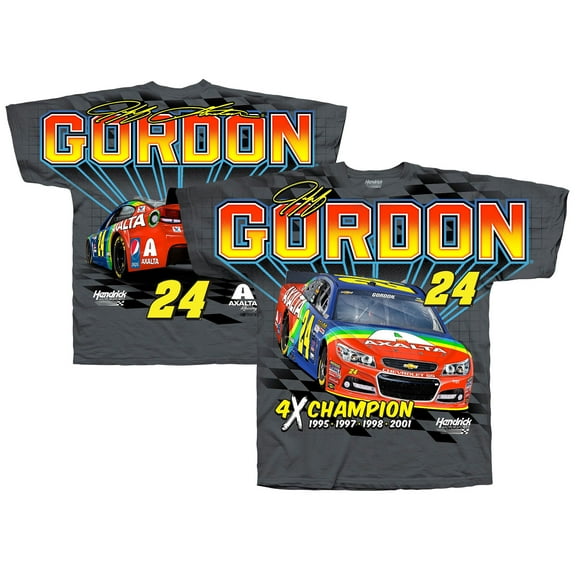 Men's Hendrick Motorsports Team Collection Charcoal Jeff Gordon Four-Time Champion Axalta Legend T-Shirt
