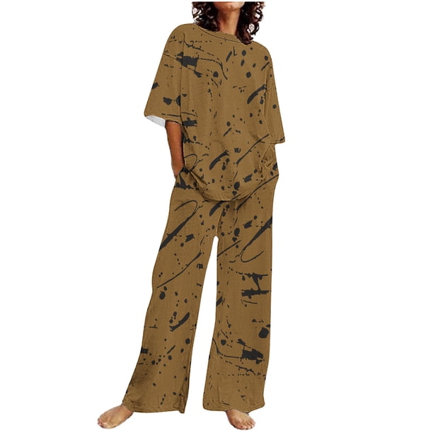 Conjunto Corto para las Mujeres Color Sólido Casual sin Mangas Y Pantalones Cuello Redondo de Dos Piezas